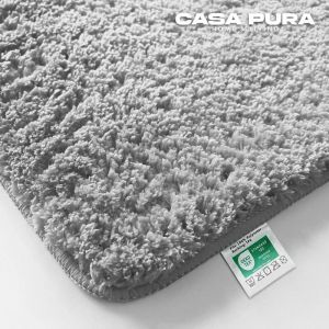 Casa Pura - Tapis de bain Sky Uni Polyester Gris argenté 70 x 120 cm