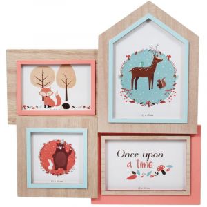 The home deco factory Pêle-mêle déco scandinave 4 photos corail et bleu clair