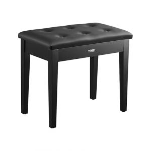 Banc de Piano-VEVOR-560x350x485 mm-Tabouret de Piano Hauteur Réglable-Coussin Rembourré, Banquette Siège de Piano en Bois