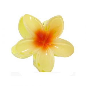 Pince à cheveux pvc fleur hawaï 8cm jaune-orange - générique 27254