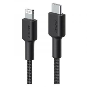 Aukey Câble CB-CL03 Lightning 2 m USB-C Mâle Mâle Noir MFi