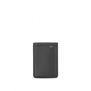 Image de Brabantia Poubelle Bo 4 L | Poubelle compacte rectangulaire avec couvercle silencieux, bac amovible | Autoportante ou installation murale pour salle de bain, cuisine ou bureau | Mineral Infinite Grey