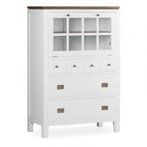 Commode 6 TIiroirs Bois Bronze Blanc 90x45x135cm - Bois-Bronze - Blanc