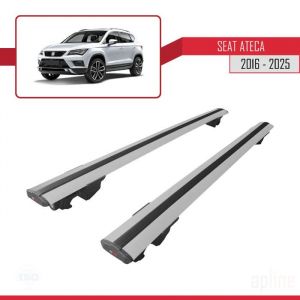 Compatible avec Seat Ateca 2016-2024 HOOK Barres de Toit Railing Porte-Bagages de voiture Avec verrouillable Alu GRIS