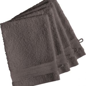 Lot de 4 gants de toilette coton 600 gm² Taupe TERTIO