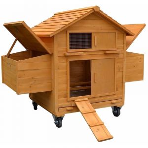 Melko - Poulailler pour 4 poulets roulants 157x90x114cm poulailler en bois avec 2 nichoirs
