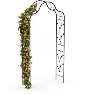 Blumfeldt FloraBelle Arche de Jardin – Arche Métallique pour Plantes Grimpantes, Panneaux Feuilles Décoratifs, Cadre Acier Thermolaqué, Résistant