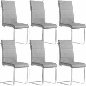 Lot de 6 Chaise Salle à Manger. Chaise Cantilever en Velours. Doux et confortable. Gris Foncé - Gris Foncé - Woltu