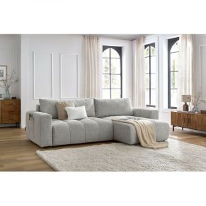 Bobochic Canapé d'angle convertible Canapé d'angle réversible convertible coffre arsene Réversible Gris clair - Gris clair