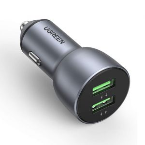 UGreen Chargeur voiture rapide 2x USB 36W Quick Charge SCP FCP AFC gris