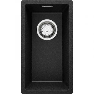 Primagran - Evier Sous Plan 26 x 47 cm Evier en Granit 1 bac + Siphon Classique, Lavabo Cuisine de Graphite