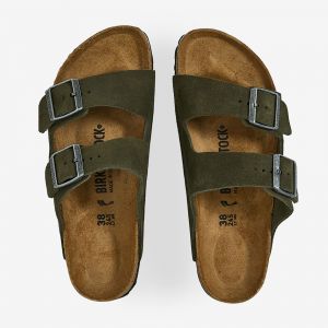 Birkenstock Mules plates Arizona 2 cuir suède Vert - Couleur Vert - Taille 40