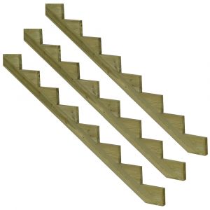 Pack 3 pièces - Limon bois autoclave - 8 marches - H136cm