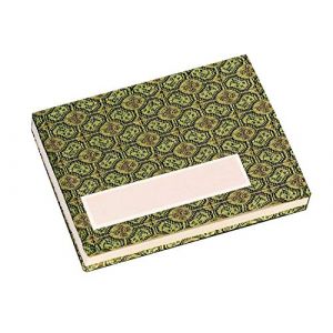 Honsell 33302 Leporello Carnet de croquis avec 22 feuilles = 44 pages en carton vergé chinois blanc naturel, 17 x 12 cm, 300 g/m², couverture brocarrée, vert olive, blanc