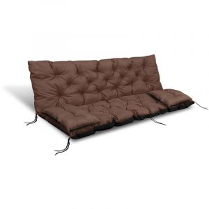 Coussin de jardin 150x60x50 cm + 2 coussins pour balancelle, imperméable, marron