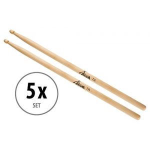 Xdrum Sticks de Batterie 7A Pointe en Bois 5 Paires