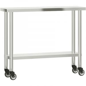 VidaXL Table de travail de cuisine avec roues 110x30x85 cm inox