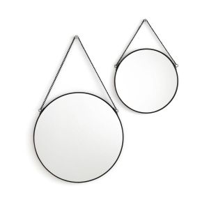 Image de Lot de 2 miroirs ronds laiton ou noir, Uyova Noir Taille Taille Unique