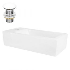ML-Design Lavabo en Céramique Blanc, 51x25x13 cm, avec Bonde de Vidage, Trou pour Robinet