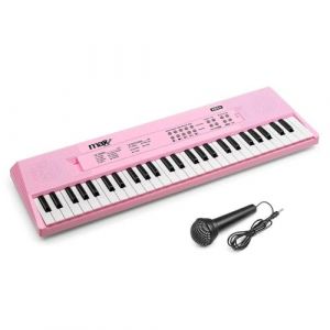 Max KD54 - Clavier Électronique Rose 54 Touches - Enfants & Débutants, Batterie Intégrée | Micro et Support de Partition Inclus