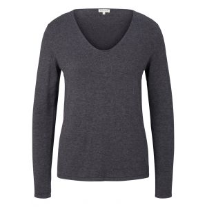 Image de Tom Tailor 1012976 Pull Basique en Tricot Femme,30281 - Evident Anthracite Melange,XXL