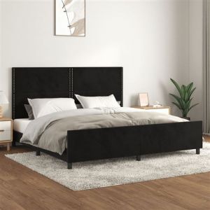 VidaXL Cadre de lit avec tête de lit Noir 200x200 cm Velours