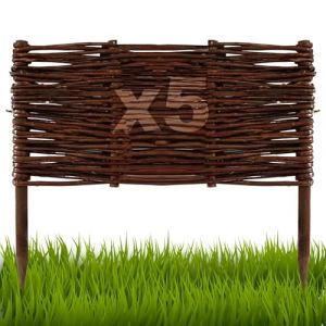 Floranica Cl&ocirc;ture de pelouse en saule Piquets en aulne Bordure de lit de jardin (30 cm, 5 x 40 cm)