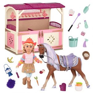 Glitter Girls - Floe & Jeu &eacute;questre - Poup&eacute;es &agrave; Paillettes - Jeux &eacute;questres - Floe, Celestial & All Asparkle Acres - Accessoire pour poup&eacute;e, Cheval et &eacute;curie posables de 36 cm - 3 Ans et +