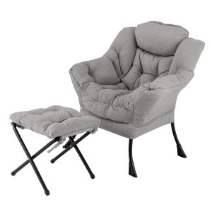 Fauteuil Coast avec accoudoirs - pouf inclus - 80 x 74 x 97 cm - 150 kg - gris