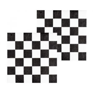 Boland Serviettes en papier - DAMIER - Racing - 20 pi&egrave;ces - 33x33cm - Noir et blanc - 2 plis