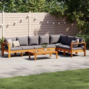 VidaXL Bois massif 5 pieces salon de jardin modulable gris 100.0 x 50 x 27 4 personnes