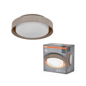 Osram Plafonnier ORBIS MADRID, bois, Ø 29 cm, métal/verre