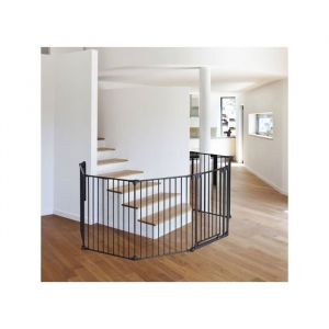 Barriere de securite pare feu modulable pour cheminee et poele a bois - noir - protection bebe extensible jusqua 300cm hauteur 75cm