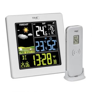 TFA Dostmann Station m&eacute;t&eacute;o sans fil SUN2 avec capteur, 35.1174, int&eacute;rieure/ext&eacute;rieure, temp&eacute;rature/humidit&eacute;, Grand &eacute;cran Couleur, Horloge Radio-pilot&eacute;e avec Date, Noir