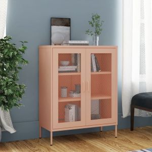 VidaXL Armoire de rangement 80x35x101,5 cm Acier Rose - Rose