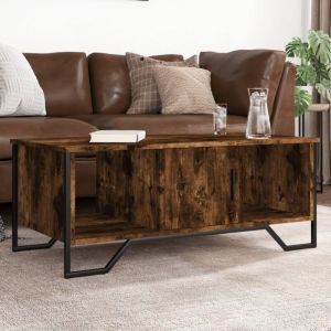 VidaXL Table basse chêne fumé 100x51x40 cm bois d'ingénierie, table d'appoint, table de salon, table latérale, bout de canapé, table centrale