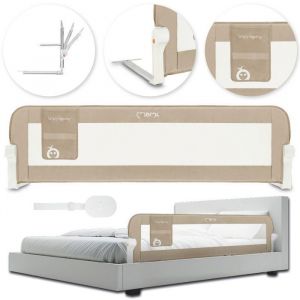 Momi Lexi Plus Barri&egrave;re De Lit B&eacute;b&eacute; &iquest; 150&times;43&iquest;Cm, Pliable 180&deg;, Filet Respirant - Beige
