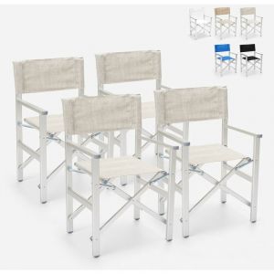 Beach and Garden Design 4 chaises de plage pliables portables en textilène aluminium Regista Gold | Gris