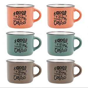 Quid Frappe Deco Lot de 6 tasses 8cl Multicolore