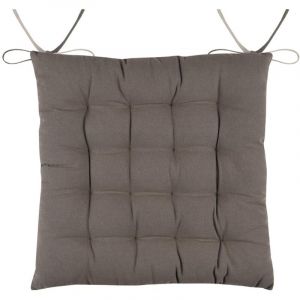 Stof Coussin de chaise bicolore r&eacute;versible en coton taupe et lin