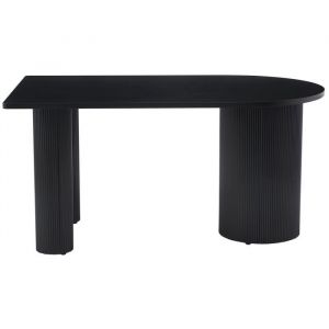 Selsey DICALIZE &ndash; Table &agrave; manger rectangulaire avec c&ocirc;t&eacute; arrondi et pieds colonnes cannel&eacute;s, noir 150&times;90 cm
