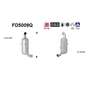 AS Filtre à particules (échappement) CITROEN XSARA, PEUGEOT 206, PEUGEOT 207, PEUGEOT 308, CITROEN C3, PEUGEOT 3008 (FD5009Q)