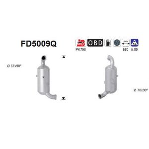 Image de AS Filtre à particules (échappement) CITROEN XSARA, PEUGEOT 206, PEUGEOT 207, PEUGEOT 308, CITROEN C3, PEUGEOT 3008 (FD5009Q)