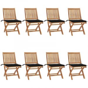 Mercatoxl Chaises pliables de jardin avec coussins 8 pcs Teck solide