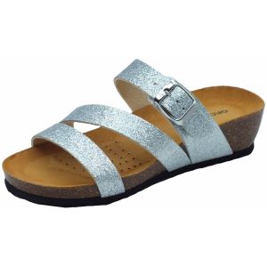 Geox Femme D New STHELLAE A Sandale Plate, Silver, 36 EU