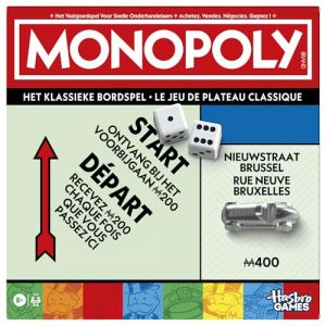 Hasbro Monopoly, Jeu de Plateau avec boîte de Rangement et pions Grand Format - Version Français-Néerlandais