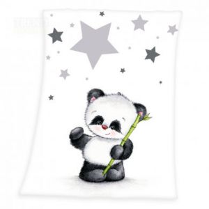 Herding 1440201014Couverture pour bébé Fynn, motif: Panda, 100% polyester, peluche microfibre blanc 75x 100x 1cm