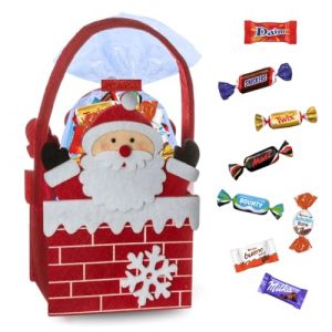 Panier Noël garni de 60 chocolats Kinder Milka Daim Célébrations Décoration et cadeau gourmand pour fêtes de fin d’année