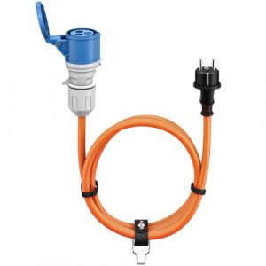 Goobay C&acirc;ble Adaptateur CEE pour Caravane, 1, 5 m, Prise avec Contact de Protection vers Prise CEE avec Couvercle de Fermeture, IP44, c&acirc;ble de Camping, Camping-Car et Caravane 76285