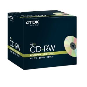 Image de TDK CD-RW700HJCA10P-D - 10 x CD-RW 700 Mo (80 min) 4x-12x